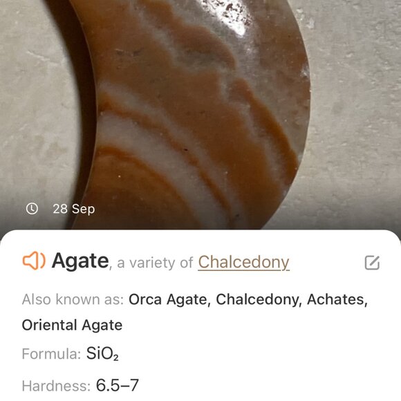 Genuine Orange Banded Agate Pendant,Large Natural Gemstone Crescent Moon Pendant - Picture 11 of 12